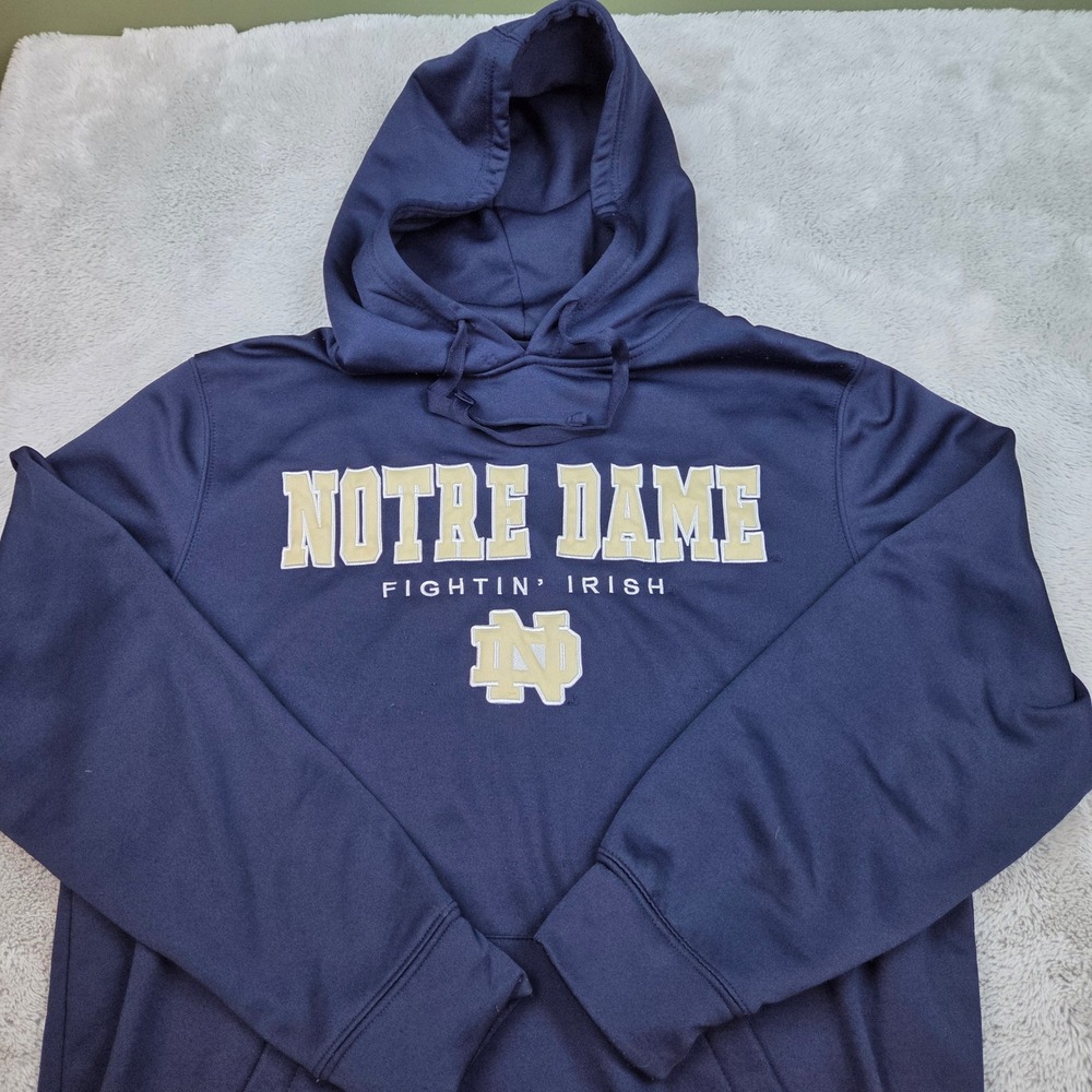 Colosseum Notre Dame Hoodie Mens M Fighting Irish Embroidered Sweatshirt Navy
